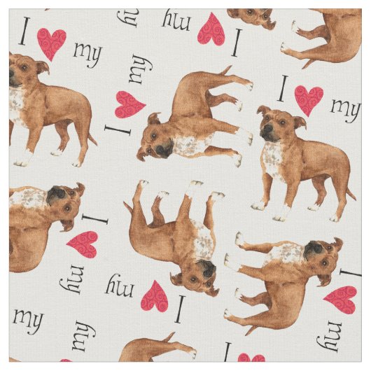 私は私のstaffordが大好き ファブリック (クローズアップ)
