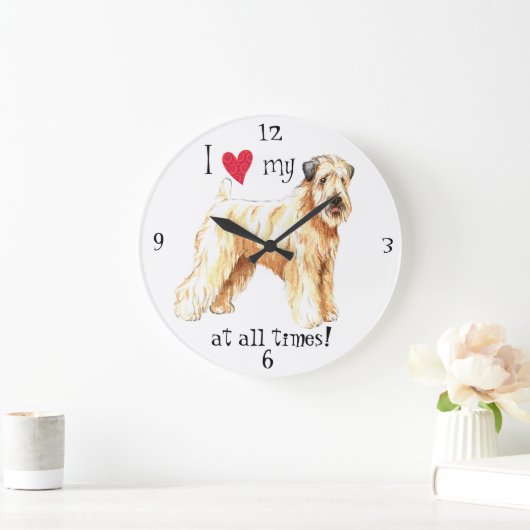 私は私のWheatenテリアを愛します ラージ壁時計 (ホーム)