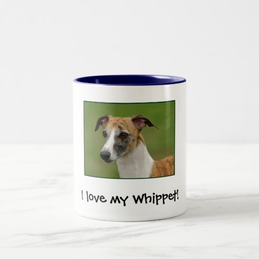 私は私のWhippetを愛します! ツートーンマグカップ (中央)