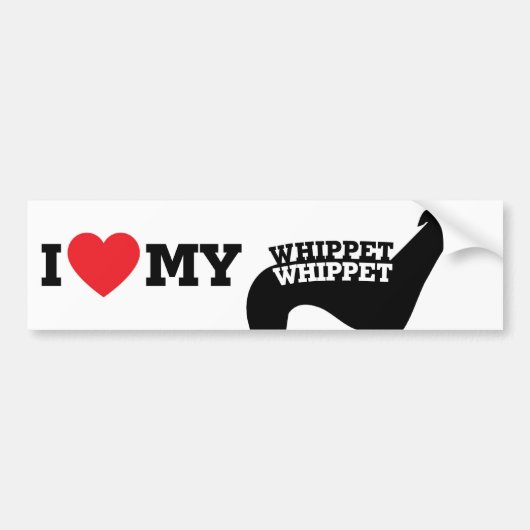 私は私のWhippetを愛します バンパーステッカー (正面)