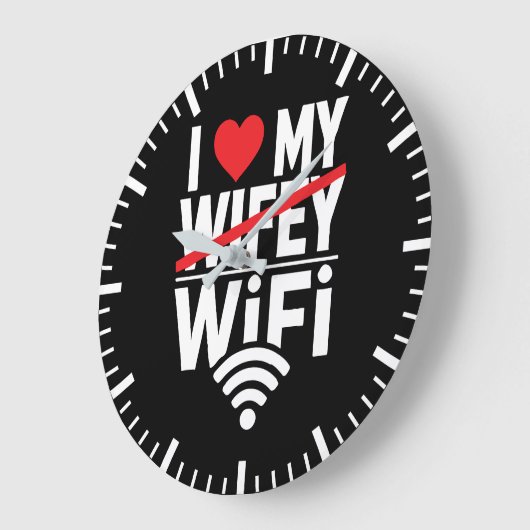 私は私のWiFiを愛している(Wifeyではない) おもしろい - ラージ壁時計 (傾斜)