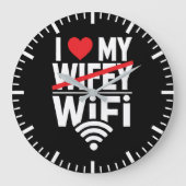 私は私のWiFiを愛している(Wifeyではない) おもしろい - ラージ壁時計 (正面)