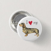私は私のWirehairedダックスフントを愛します 缶バッジ (正面&裏面)