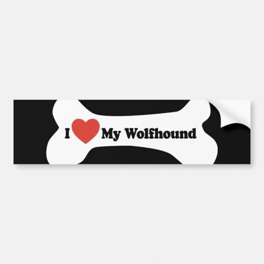 私は私のWolfhound -犬用の骨--を愛します バンパーステッカー (正面)