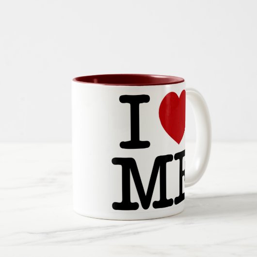 私は私をハート私自尊心の自信の威厳愛します ツートーンマグカップ (正面右)