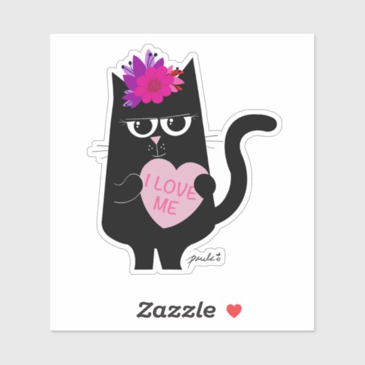 私は私を愛している – 4"光沢のある白いダイカットシール シール (シート)