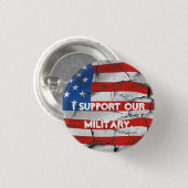私は私達の軍の米国旗PINを支えます 缶バッジ (正面&裏面)