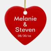 私は私達をハートのOnamentのパーソナライズな名前愛します セラミックオーナメント (裏面)