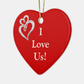 私は私達をハートOnament愛します セラミックオーナメント (左)