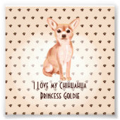 私は私Chuhuahua追加の名前の漫画カスタム犬を愛する フォトプリント (正面)