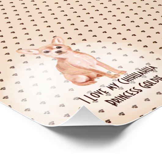 私は私Chuhuahua追加の名前の漫画カスタム犬を愛する フォトプリント (角)