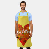 私は秋が大好き！ – 赤《植物》アスペンリーフハート1 エプロン (着用した状態)