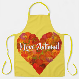私は秋が大好き！ – 赤《植物》アスペンリーフハート1 エプロン