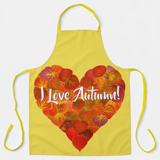 私は秋が大好き！ – 赤《植物》アスペンリーフハート1 エプロン (正面)