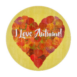 私は秋が大好き! – 赤《植物》アスペンリーフハート1 カッティングボード