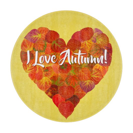 私は秋が大好き！ – 赤《植物》アスペンリーフハート1 カッティングボード (正面)
