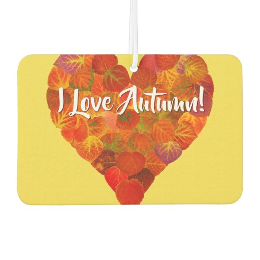 私は秋が大好き！ – 赤《植物》アスペンリーフハート1 カーエアーフレッシュナー (正面)