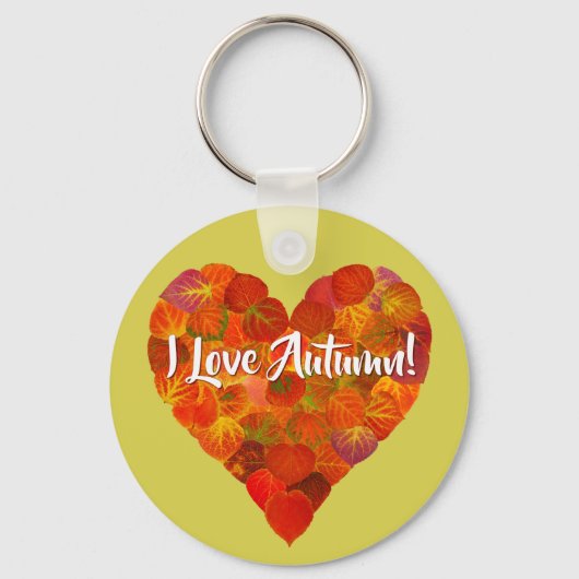 私は秋が大好き！ – 赤《植物》アスペンリーフハート1 キーホルダー (正面)
