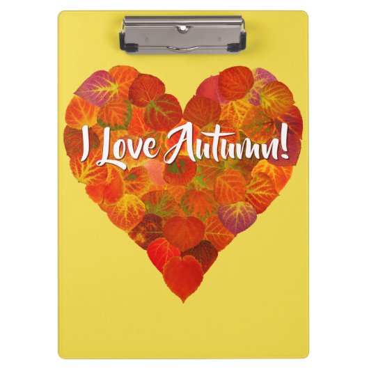 私は秋が大好き！ – 赤《植物》アスペンリーフハート1 クリップボード (正面)
