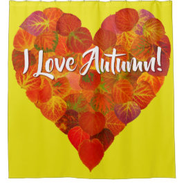 私は秋が大好き! – 赤《植物》アスペンリーフハート1 シャワーカーテン