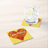 私は秋が大好き！ – 赤《植物》アスペンリーフハート1 スクエアペーパーコースター (インサイチュ)