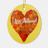 私は秋が大好き！ – 赤《植物》アスペンリーフハート1 セラミックオーナメント (左)