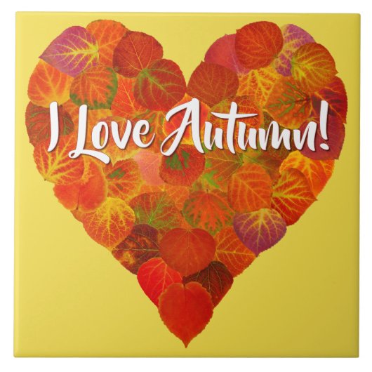 私は秋が大好き！ – 赤《植物》アスペンリーフハート1 タイル (正面)