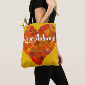 私は秋が大好き！ – 赤《植物》アスペンリーフハート1 トートバッグ (クローズアップ)