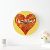 私は秋が大好き！ – 赤《植物》アスペンリーフハート ラージ壁時計 (ホーム)