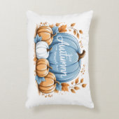 私は秋のほこりっぽい青と白いカボチャが大好き アクセントクッション (正面(垂直))