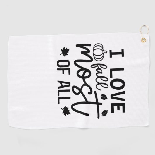 私は秋のクラシックTシャツが大好き ゴルフタオル (横)