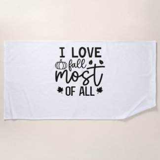 私は秋のクラシックTシャツが大好き ビーチタオル