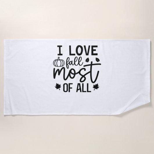 私は秋のクラシックTシャツが大好き ビーチタオル (正面)