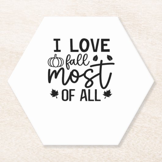 私は秋のクラシックTシャツが大好き ペーパーコースター (正面)