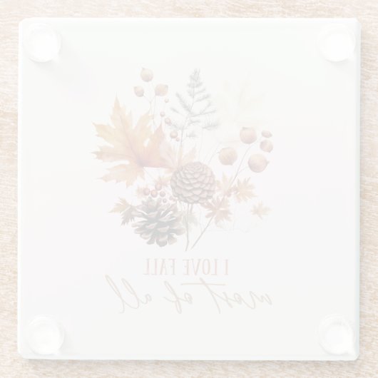 私は秋の葉の葉大半が好き ガラスコースター (裏面)