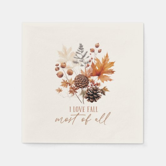 私は秋の葉の葉大半が好き スタンダードカクテルナプキン (正面)