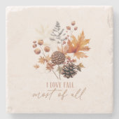 私は秋の葉の葉大半が好き ストーンコースター (正面)