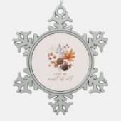 私は秋の葉の葉大半が好き スノーフレークピューターオーナメント (正面)