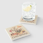 私は秋を-秋の要素および景色愛します ストーンコースター (横)