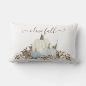 私は秋ダスティブルーホワイトパンプキンズカントリーが大好き ランバークッション (裏面)