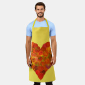 私は秋、微妙な愛 – 赤い《植物》アスペンリーフハート1 エプロン (着用した状態)