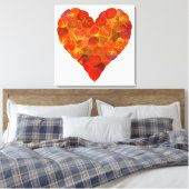 私は秋、微妙な愛 – 赤い《植物》アスペンリーフハート1 キャンバスプリント (インサイチュ (寝室))