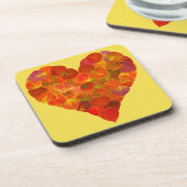 私は秋、微妙な愛 – 赤い《植物》アスペンリーフハート1 コースター (左側)