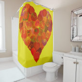 私は秋、微妙な愛 – 赤い《植物》アスペンリーフハート1 シャワーカーテン (インサイチュ)