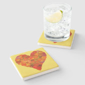 私は秋、微妙な愛 – 赤い《植物》アスペンリーフハート1 ストーンコースター (横)