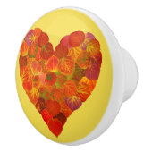 私は秋、微妙な愛 – 赤い《植物》アスペンリーフハート1 セラミックノブ (右)