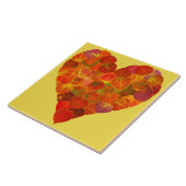 私は秋、微妙な愛 – 赤い《植物》アスペンリーフハート1 タイル (側面)