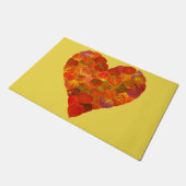 私は秋、微妙な愛 – 赤い《植物》アスペンリーフハート1 ドアマット (アングル)