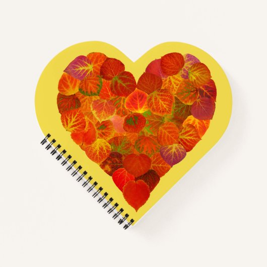 私は秋、微妙な愛 – 赤い《植物》アスペンリーフハート1 ノートブック (正面)