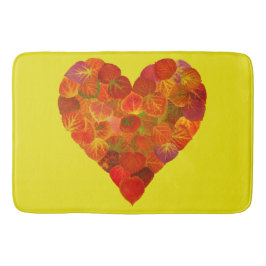 私は秋、微妙な愛 – 赤い《植物》アスペンリーフハート1 バスマット